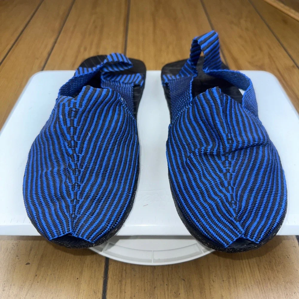 Alpargatas Blue Striped Elastic Slip On Sandals nylon y tire soles venezuela
